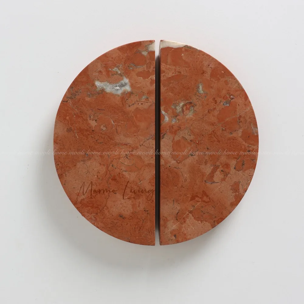 Luxury Natural Marble Door Handle Orange Stone Furniture Handle Design Cabinet Drawer Glass Door Pull Wardrobe Handle