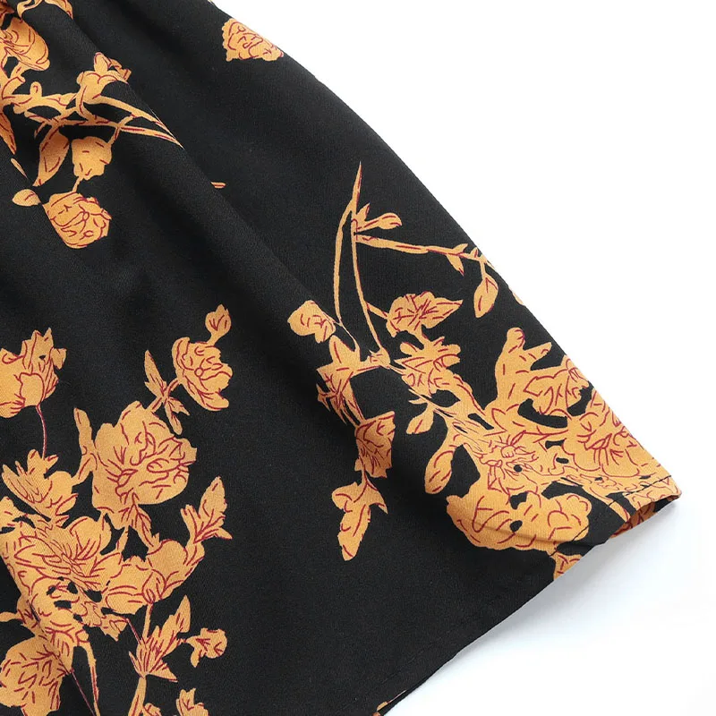 Abito da donna Boho con stampa floreale, girocollo, maniche lunghe, volant a strati, mini abito per la festa quotidiana autunnale casual