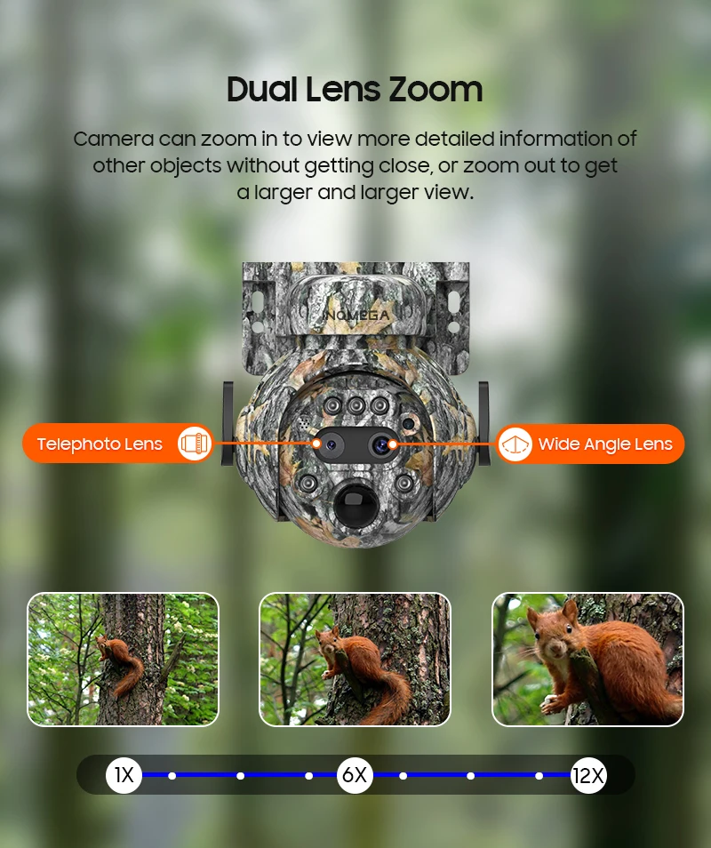 INQMGA Ubox 8MP 12X 4G SIM Solar Security Camera Outdoor Surveillance Camera Camera Color Night Vision Human/Animal Detection