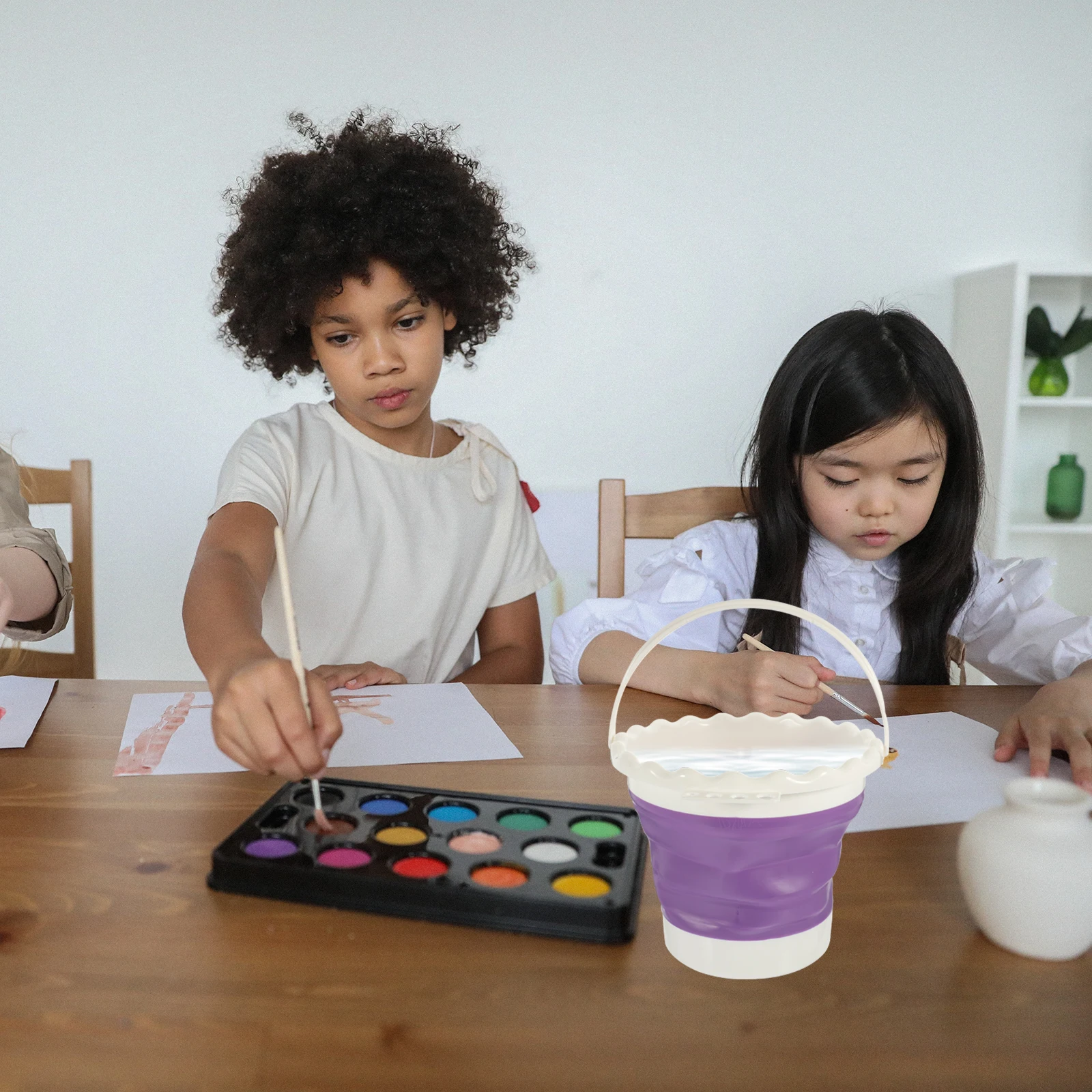 

Silicone Pen Wash Boot Collapsible Bucket Container Buckets Painting Brush Washing Creative Watercolor Folding