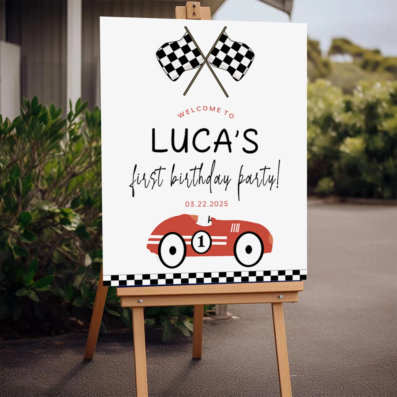 Custom Race Car Birthday Baby Shower Welcome Sign Personalized for Racing Car Two Fast Birthday Party Decorations Direction Sign