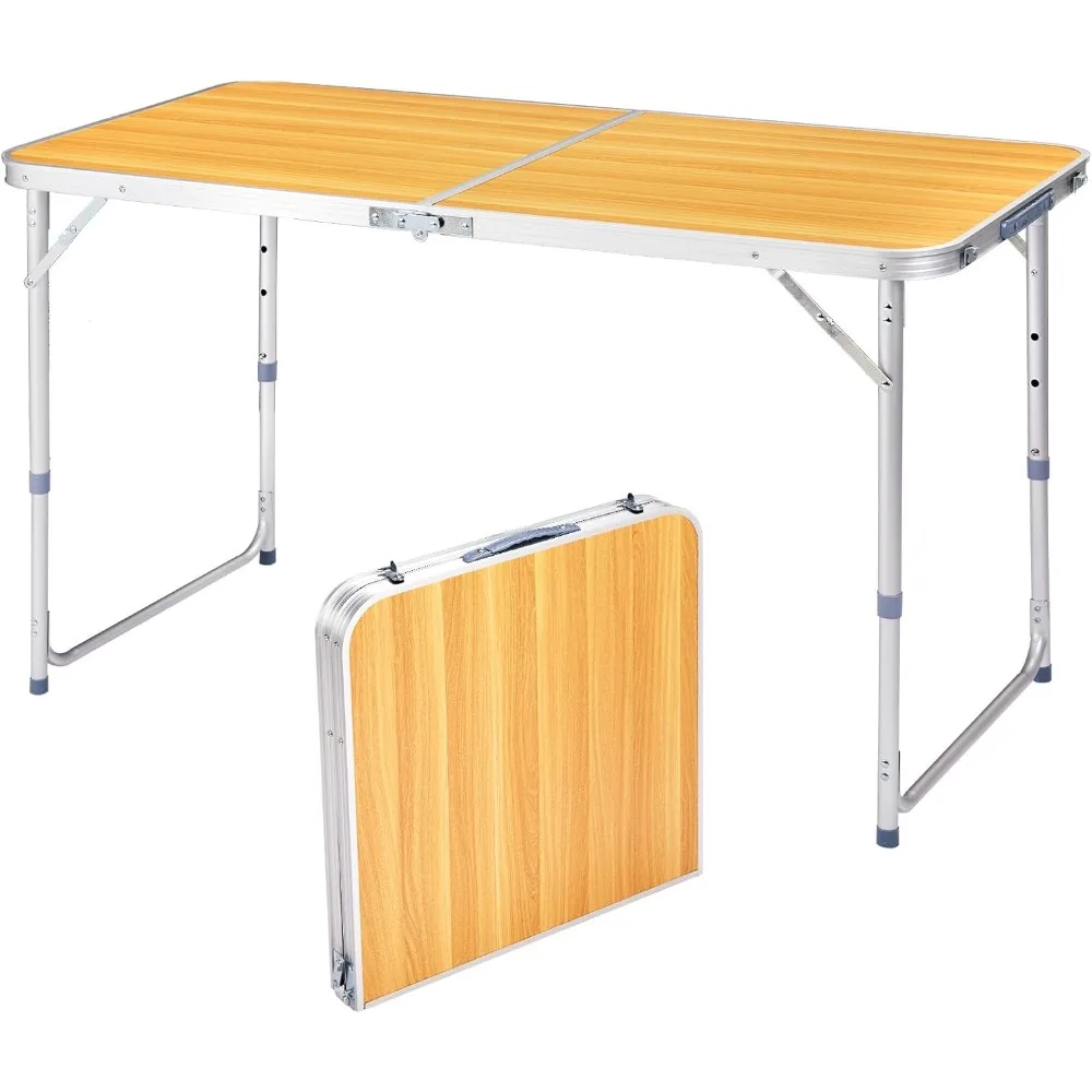 

Foldable Table Height Adjustable Heavy Duty Portable Utility Table for Indoor Outdoor Party, Dining, Events, Picnic, Camping (Wo