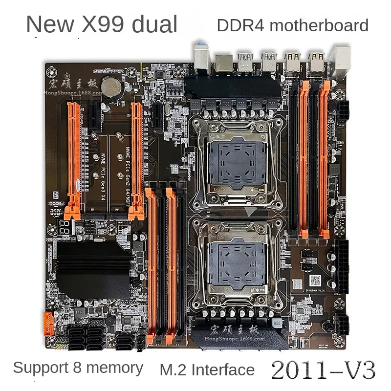 

New X99 dual 2011-3 computer main board DDR4 suitable for E5 2678 2680V3 dual cpu multi-open set