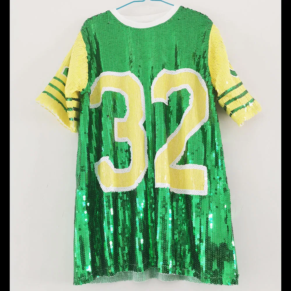 Chi Eta Phi Yellow Green Hip Hop Women Loose Vintage Sorority Clothes Summer T Shirt Number 32 Sequin Apparel