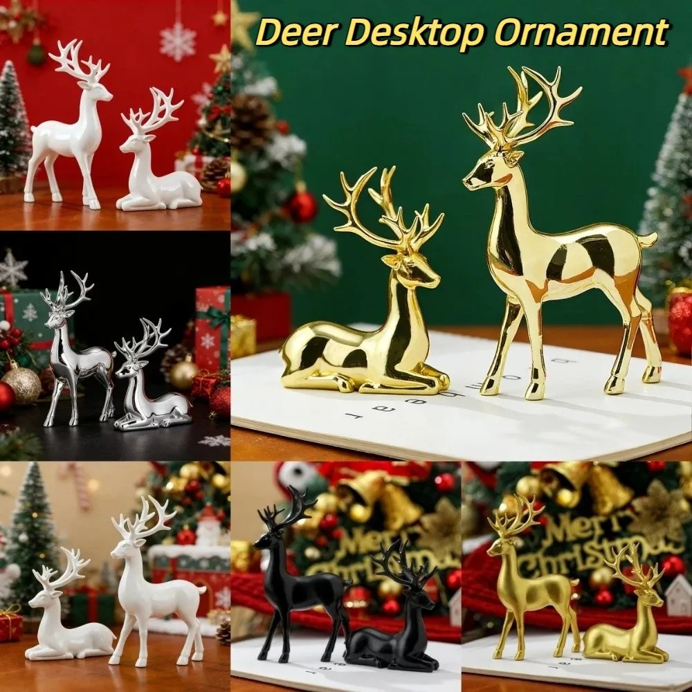 Creative Deer Desktop Ornament Sitting/Standing Position Modern Reindeer Sculpture Cute Exquisite Christmas Deer Statue