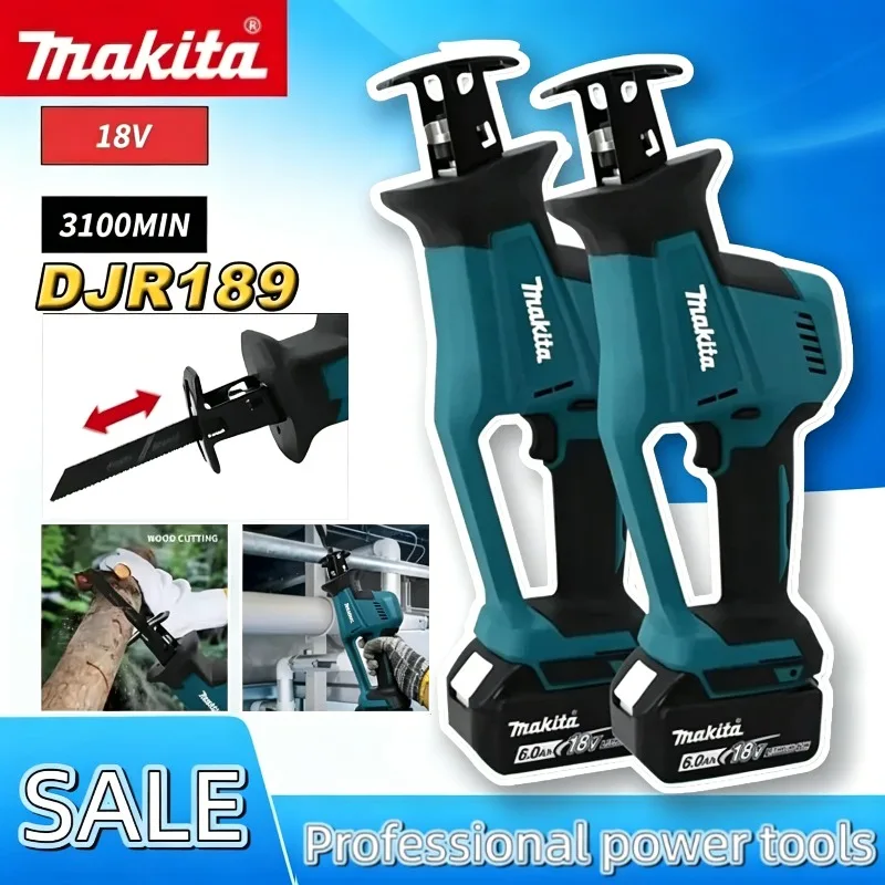 

Аккумуляторная электрическая сабельная пила Makita DJR189, бесщеточная, перезаряжаемая, для резки дерева и металла, портативная пила для аккумуляторов Makita