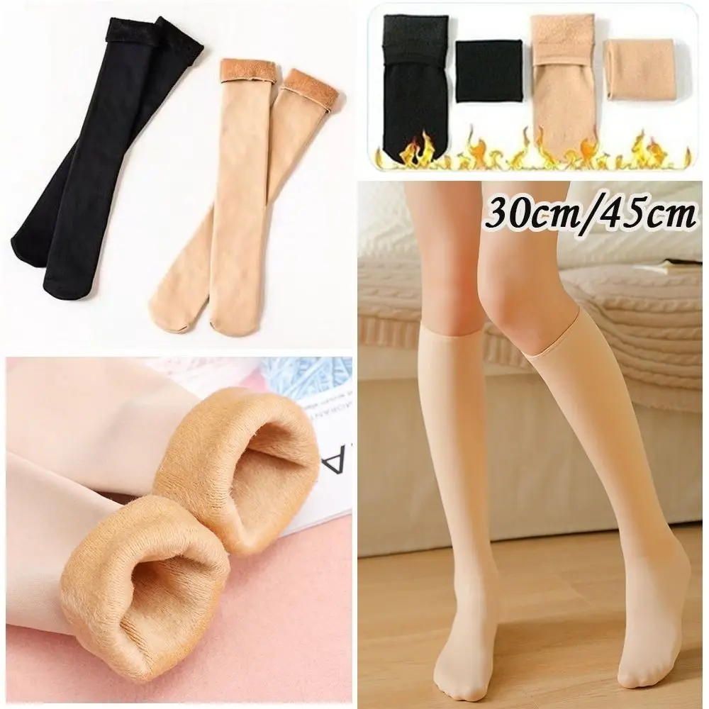 الدافئة الحرارية المخملية مبطنة الثلوج الجوارب سميكة سوداء عارية النوم الجوارب الدافئة عادية المنزل جوارب يمكن السير بها على الأرض الخريف الشتاء #1