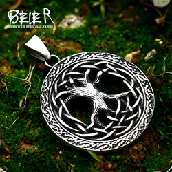Beier 316L stainless steel The Tree of Life Runes Nordic Talisman Nordic Vikings Runes Amulet Pendant Necklace chain BP8-823
