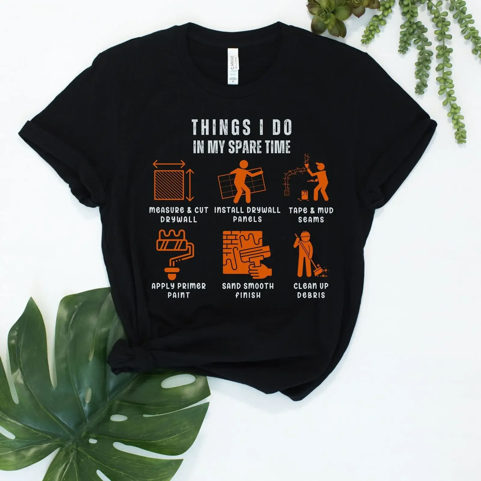 Things I Do In My Spare Time Drywall Finisher Funny T shirt Handyman Installation Construction Worker GifT vintage Washed