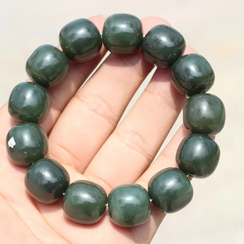 Quality Natural hetian black green jade bracelet bangle beads jadite bracelets jade jewelry bracele Fine Jewelry accessories