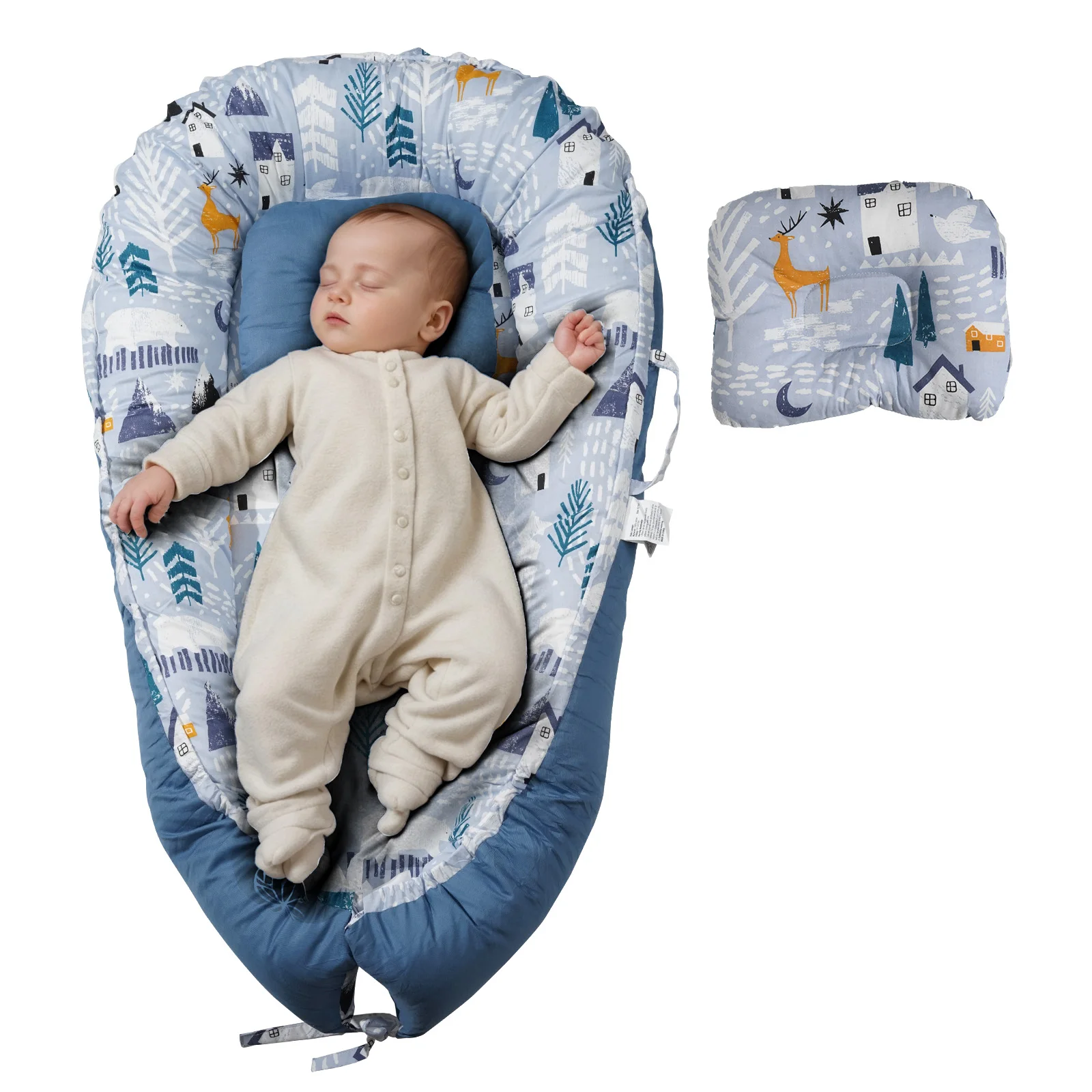 VEVOR Baby Lounger Baby Nest for Co Sleeping Newborn Baby Lounger Cotton Breathable Adjustable Baby Crib In Bed Portable Home