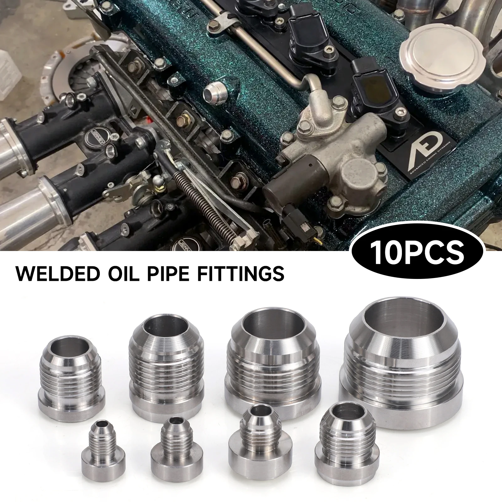 CNSPEED Edelstahl Gerader Schweißadapter Anschluss für Auto-Nitrous-Rohrverbinder 10 Stück AN6 AN8 AN10 AN12 AN16 AN20 Male Billet – Detail 3