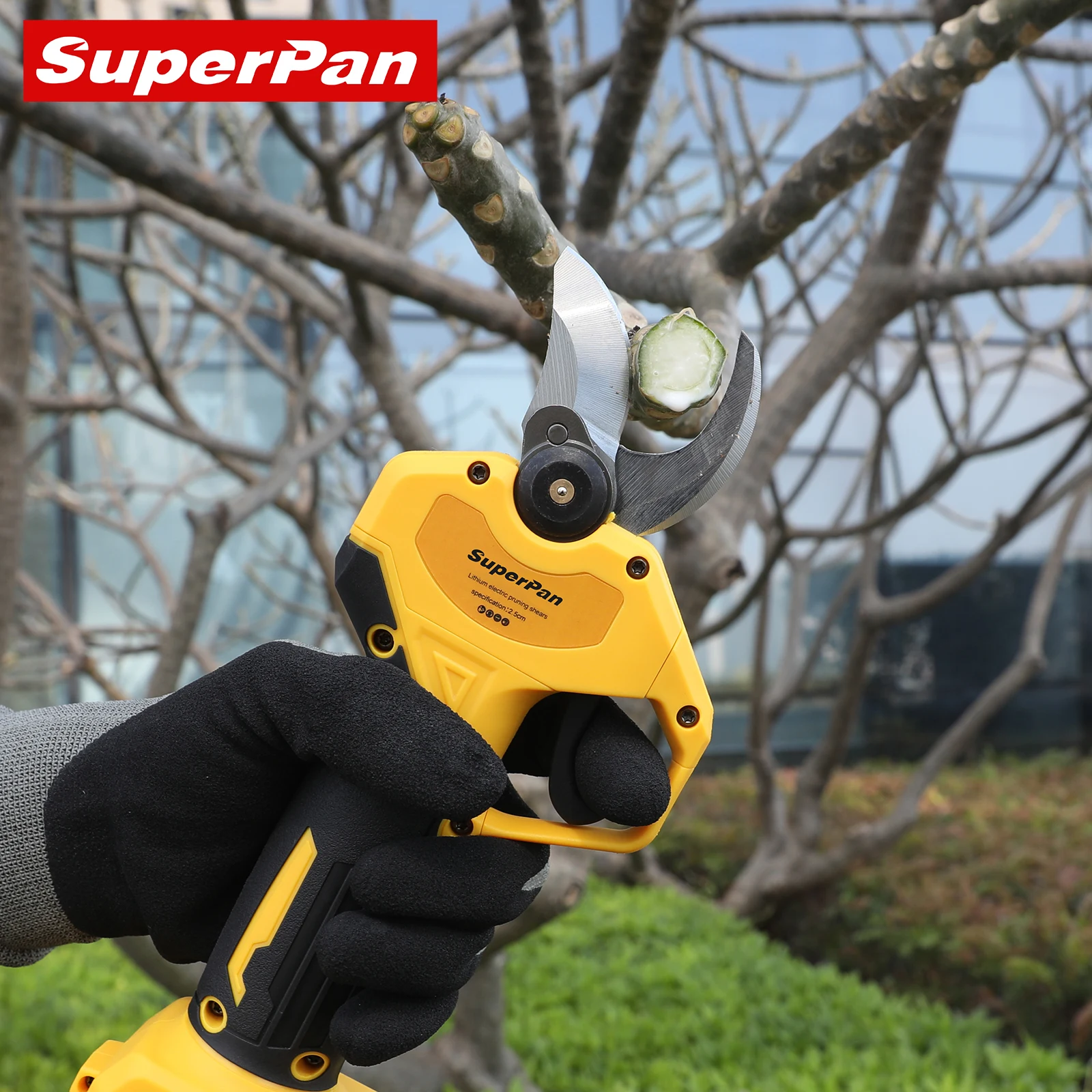 

Аккумуляторные электрические секаторы SuperPan для обрезки деревьев в саду и на плантациях, совместимые с аккумулятором DeWalt 20V.