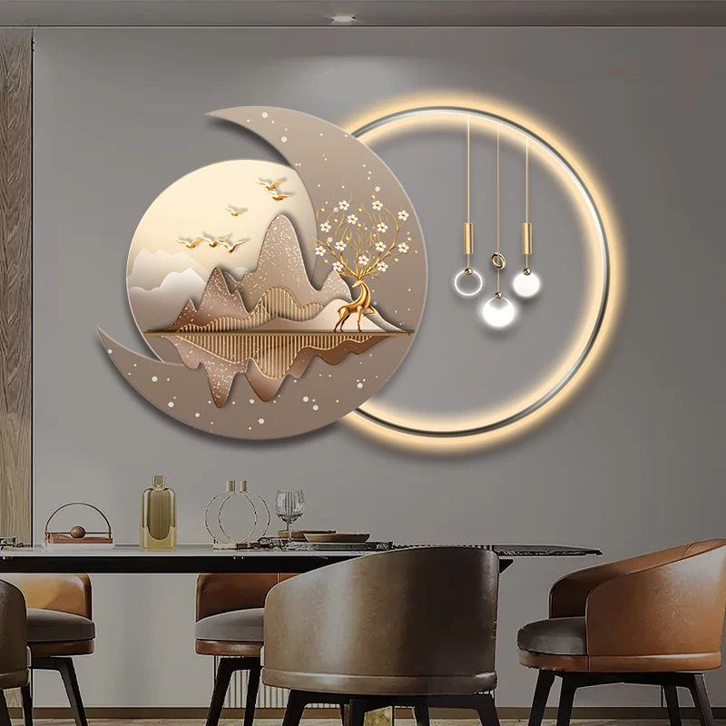 Restaurant Ied light decorative painting modern light luxury living room wall creative light advanced sense three-dimensional