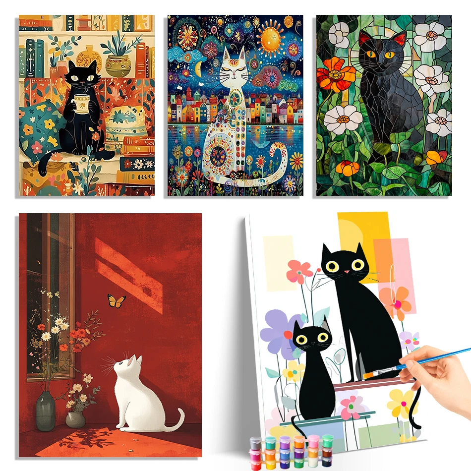 

GATYZTORY Painting By Numbers For Beginner cat Drawing On Canvas Paint Kit Personalized Gift Paint Pictures By Numbers Wall Art