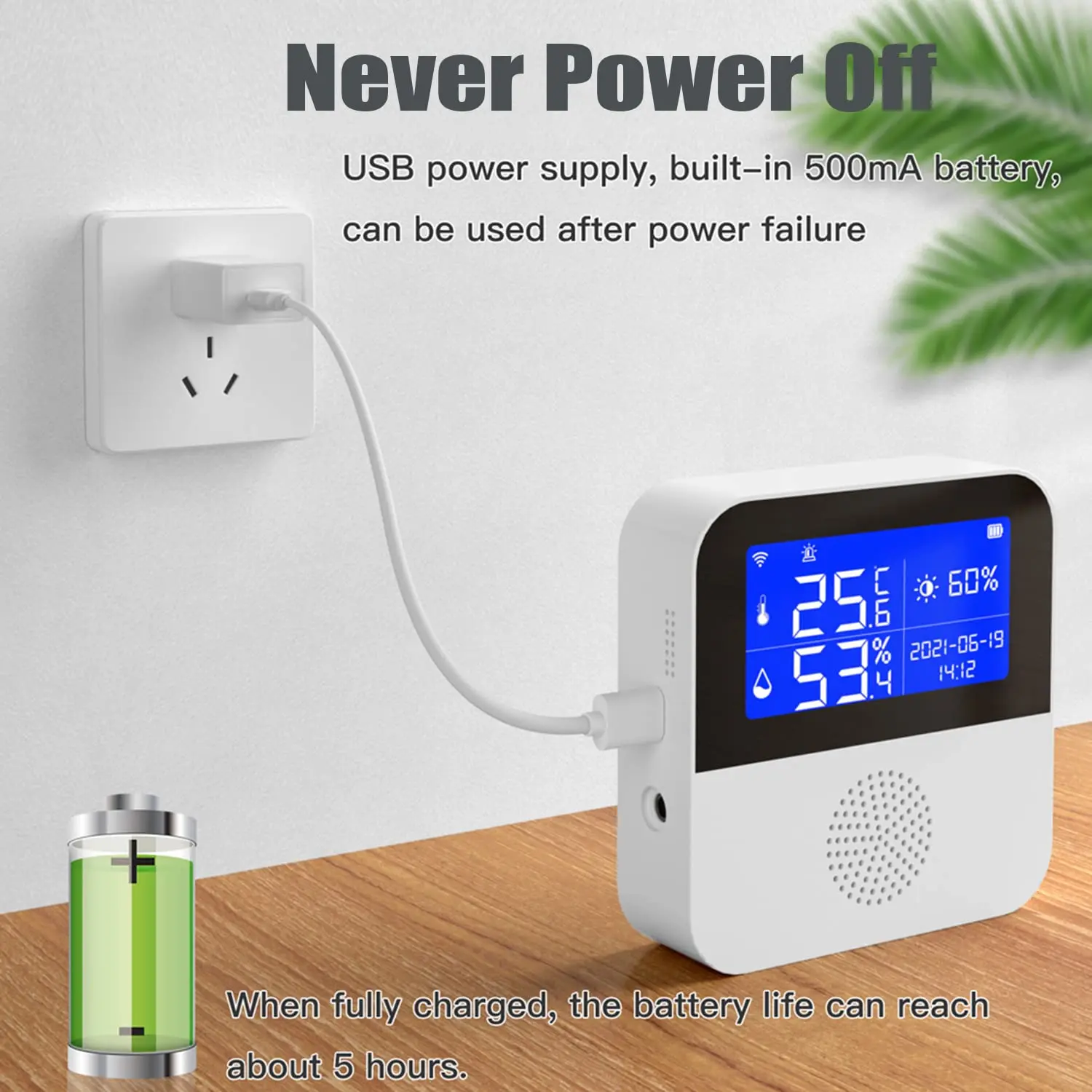 Tuya WIFI Temperature Humidity Sensor Alarm Indoor Outdoor Meter Thermometer Detector Alexa Google Home