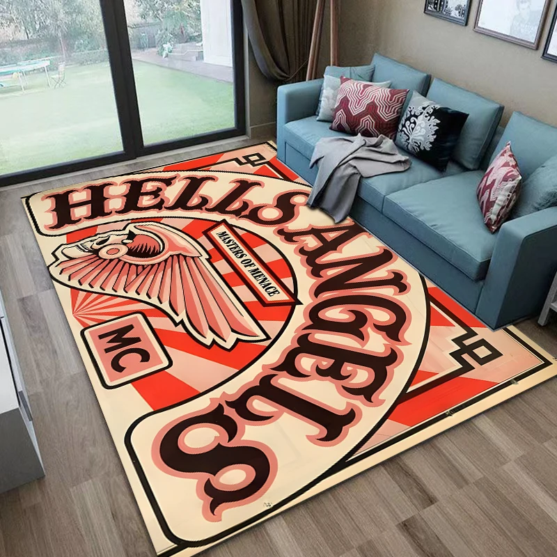 Hells Angels Band Logo Printed Carpet Fashion Yoga Mat Non -slip Carpet Photography Prop Bedroom Decor Kawaii Rugs Birthday Gift