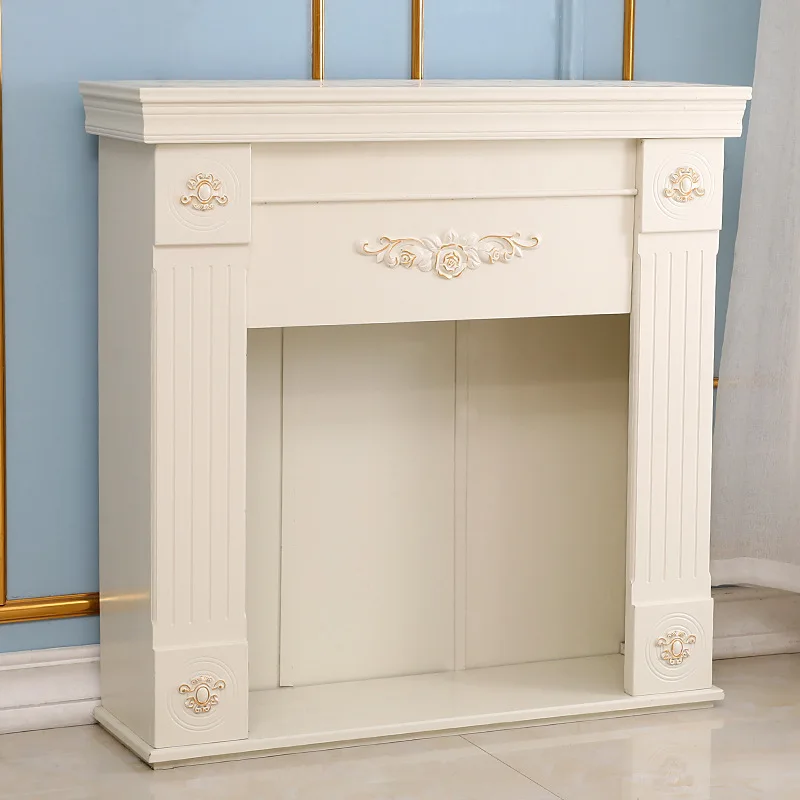 New Ivory White Brown Brown European Country Furniture Mediterranean Wall Shelf White Fireplace Decorative Cabinet