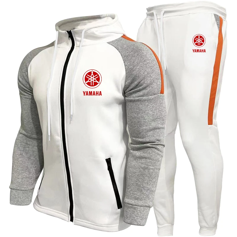 YAMAHA Men's Racing Suit Outdoor Quick-Drying Comfortable Oversized Hooded Jacket Fitness Sweatpants Two-Piece Training Set