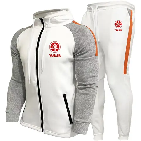 YAMAHA Men's Racing Suit Outdoor Quick-Drying Comfortable Oversized Hooded Jacket Fitness Sweatpants Two-Piece Training Set
