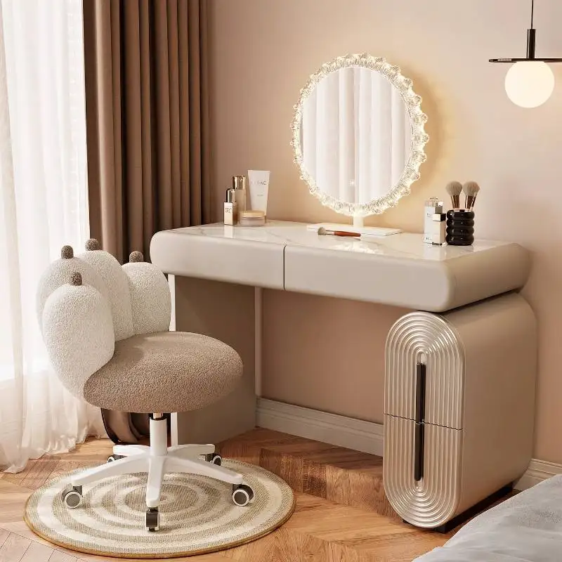 

Туалетный столик Deco Slim с ящиками, табуретом и местом для хранения, роскошный, современный, компактный, для спальни, для взрослых, милый, токадор, макияжный комод