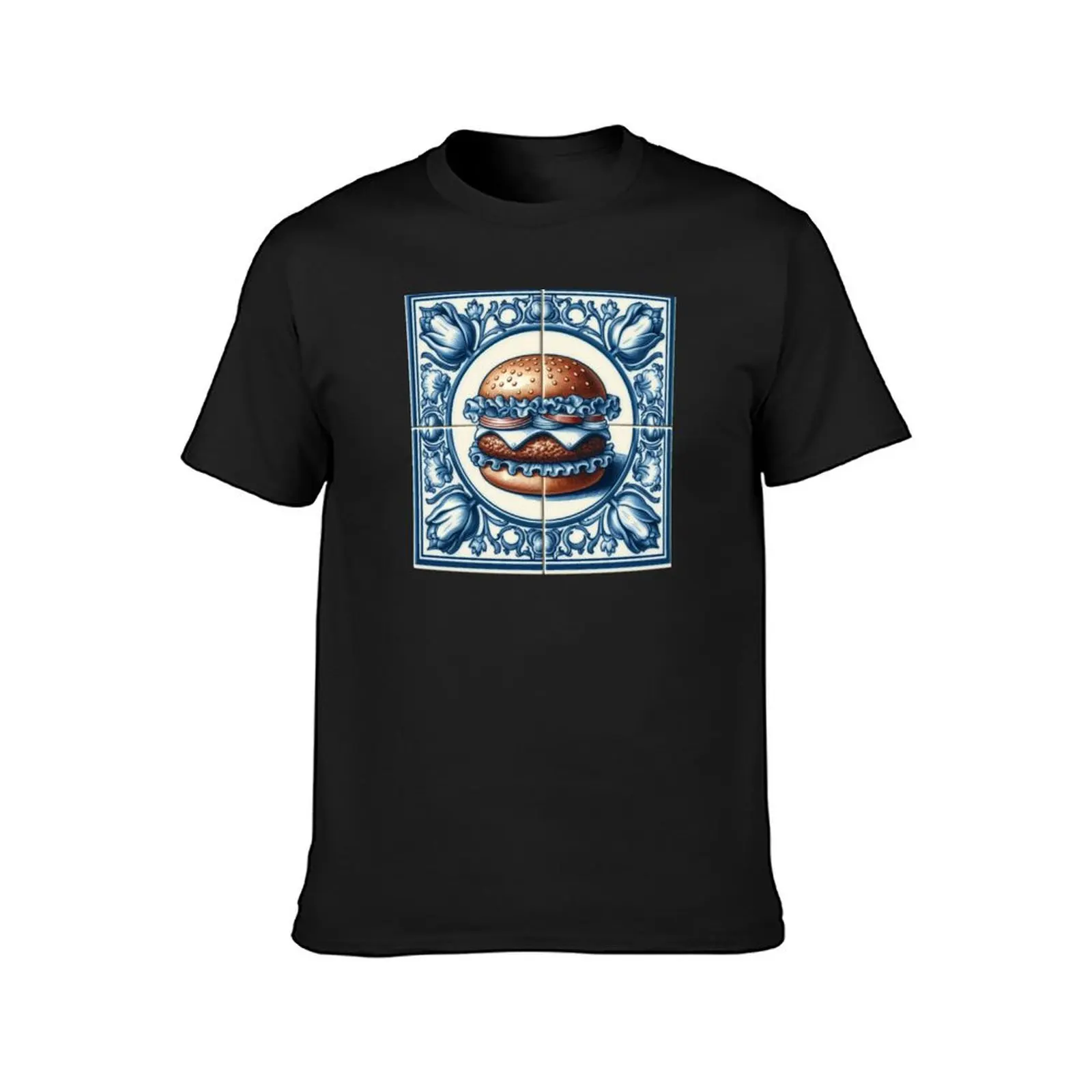 Delft Tile With Fast Food No.4 T-Shirt Aesthetic clothing new edition graphics animal prinfor boys oversized t shirt men