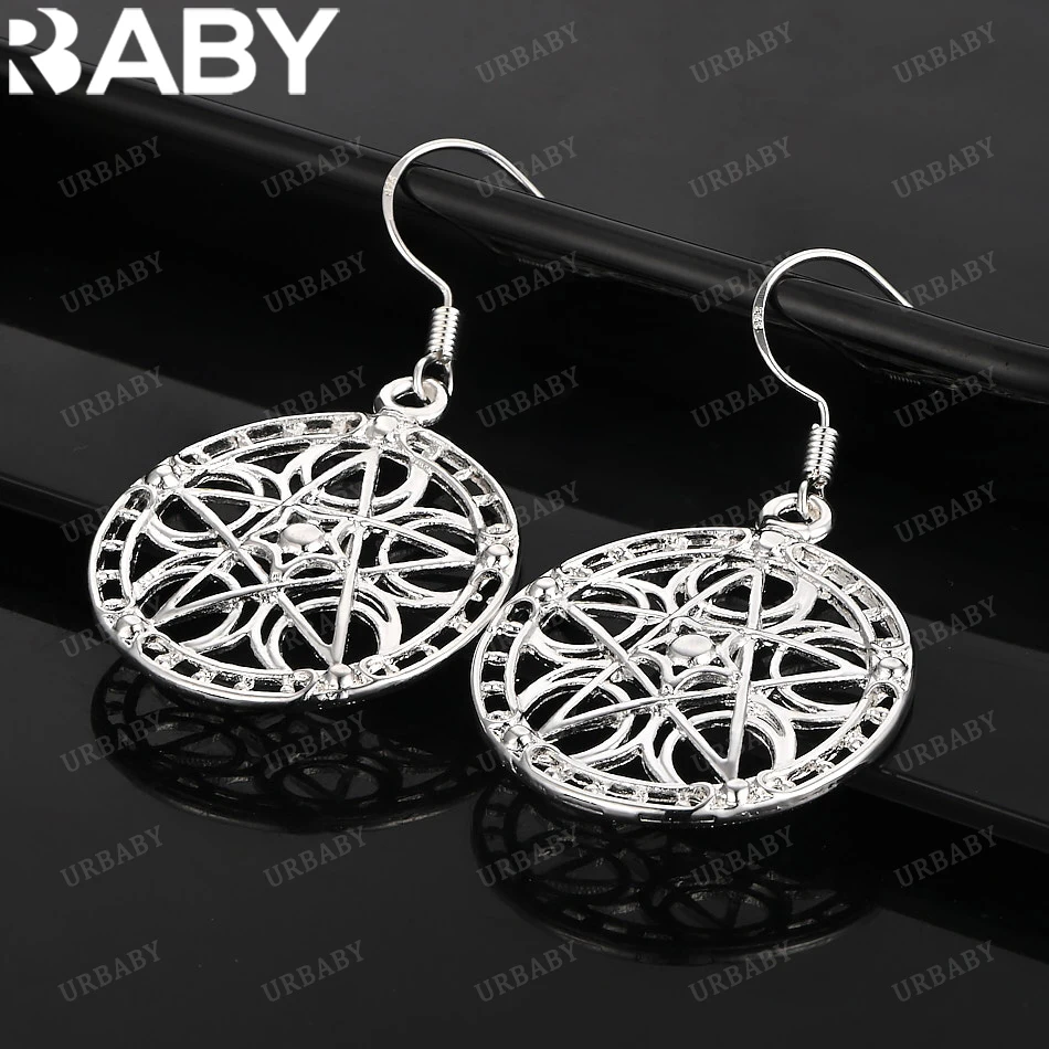 

URBABY 925 Sterling Silver Earrings Hollow Stars In A Circle Drop Earrings For Women Jewelry Fashion Party and Daily Wear