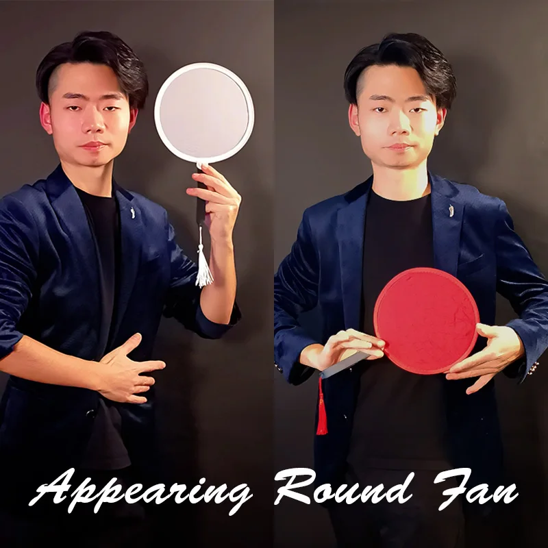 Appearing Round Fan by Angel (Red/White) Magic Tricks Accessories Stage Illusion Gimmick Mental Prop Folded Fan Production Magia