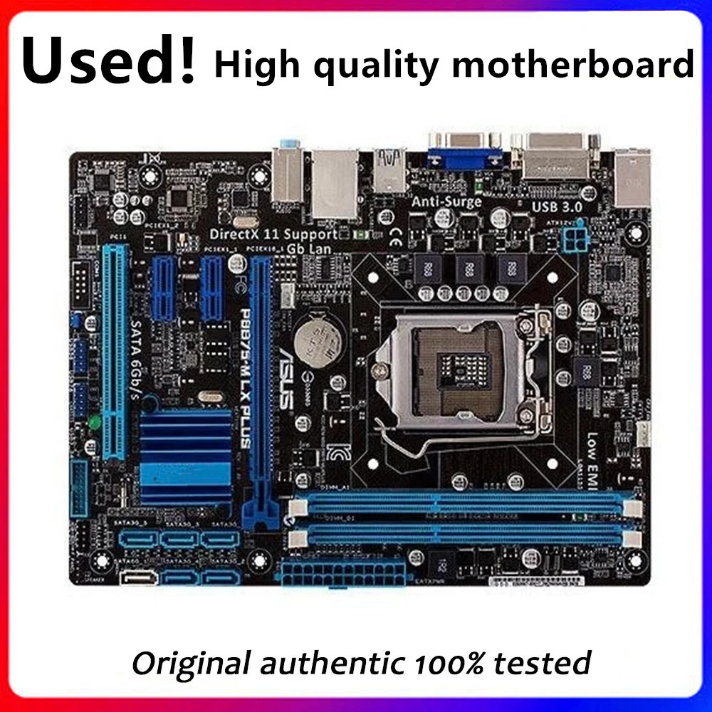 For ASUS P8B75-M LX PLUS Computer Motherboard LGA 1155 DDR3 For Intel B75 P8B75 Desktop Mainboard  SATA II PCI-E X16 Used