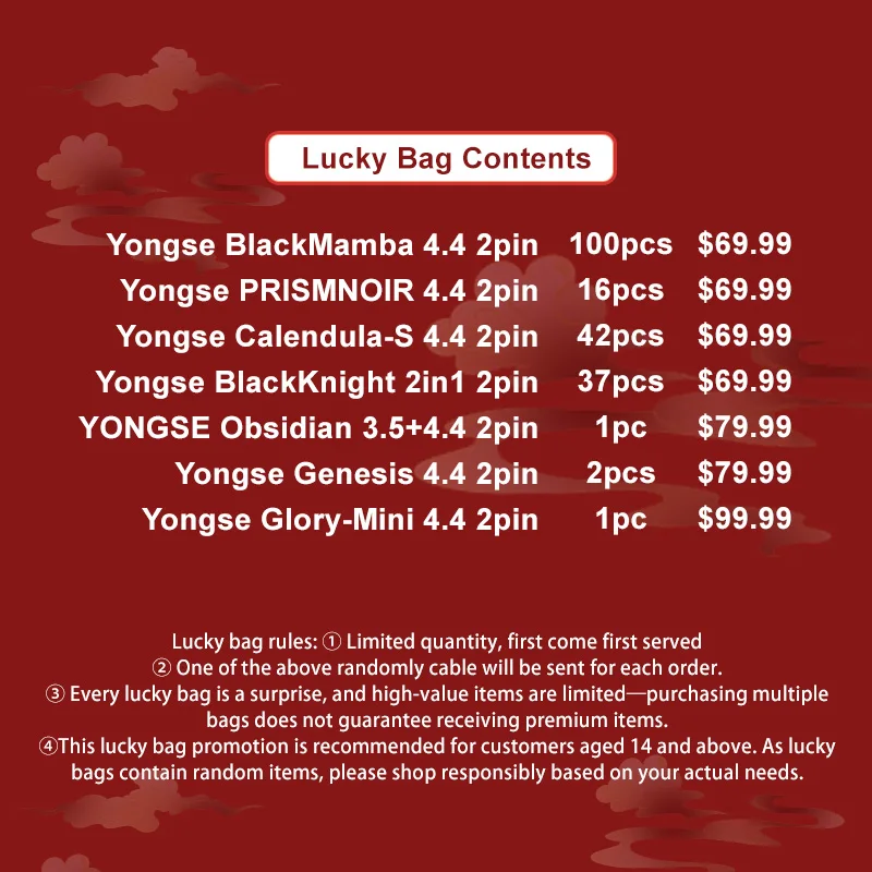 Angelears X Yongse Kabel BlackMamba Lucky Bag HiFi Versilbertes Monokristallines Kupfer Kopfhörer-Upgrade-Kabel – Detail 1