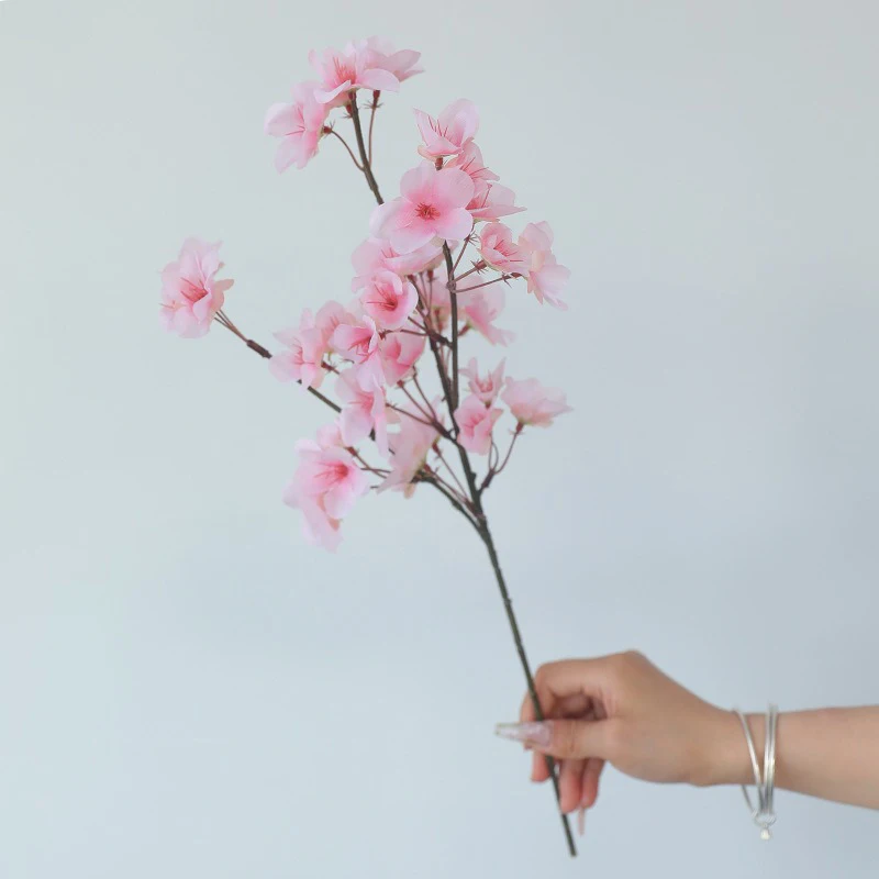 Single Branch 3 Fork Simulated Peach Artificial Flower Spring Decoration Fake Plants Photography Backdrop Yard Garden Decors