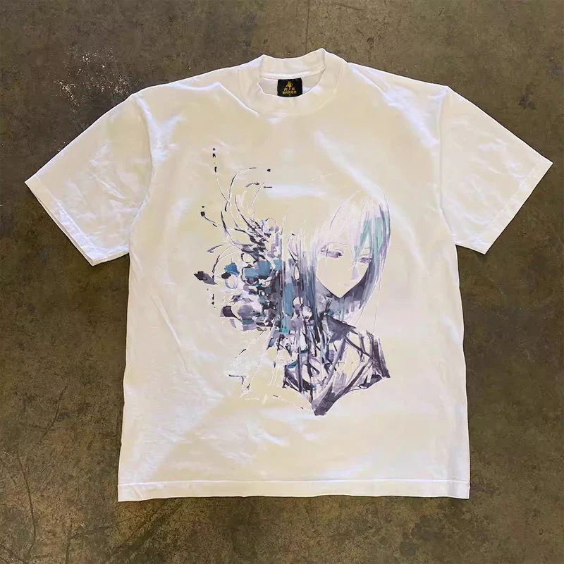 Loose Fit Cotton T-Shirt Unisex Short Sleeve Double Thread UPUPXIA Hero Print Sweat Absorbent round Neck Casual Summer Top