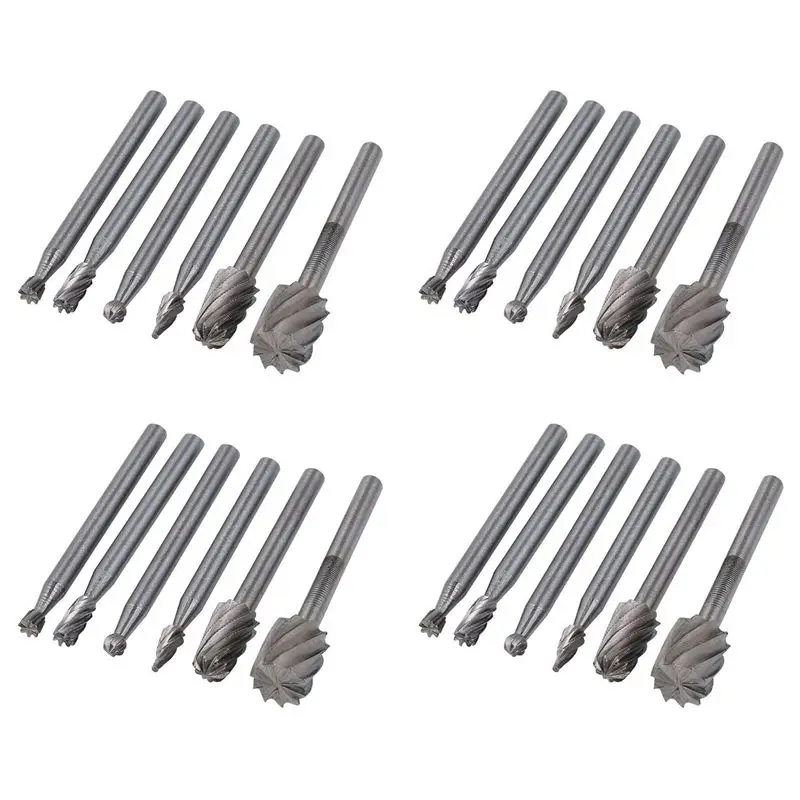 A84E-24PCS HSS Rotary Multi Tool Burr Routing Router Bit Mill Cutter Attachment For Dremel