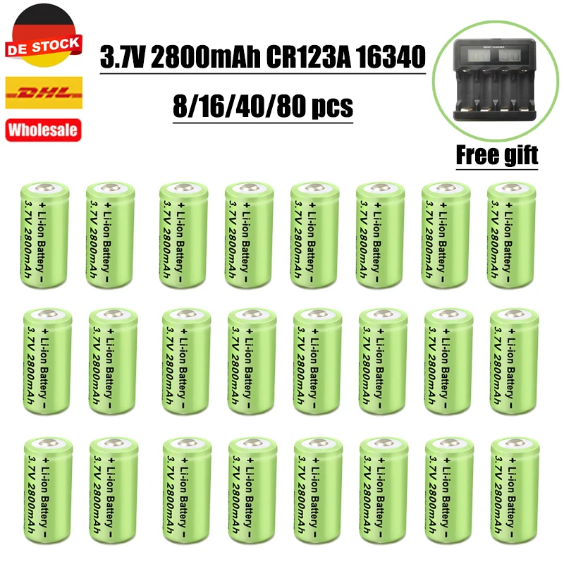 Перезаряжаемые литий-ионные аккумуляторы CR123A, 2800 мАч, 3,7 в, 16340 ICR123A Аккумулятор для настенного зарядного устройства со светодиодный ным фонариком, дорожная батарея CR17345