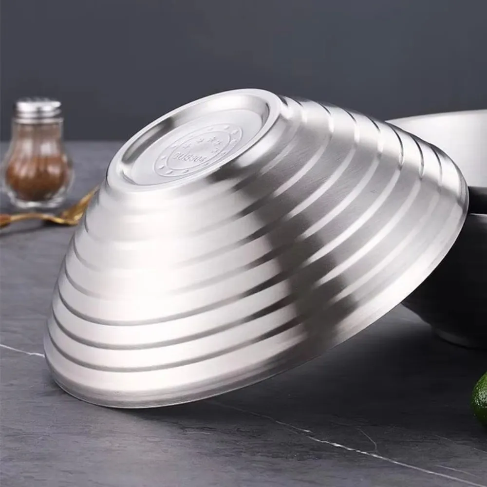 New 304 Stainless Steel Bamboo Hat Bowl Double Anti Scalding Ramen Bowl Threaded Japanese Bowl Ramen Serving