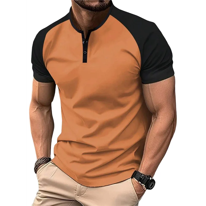 

【D75C】Mens Casual Shirts Classic Short Sleeve Golf Shirt Fashion Button Top With Pocket