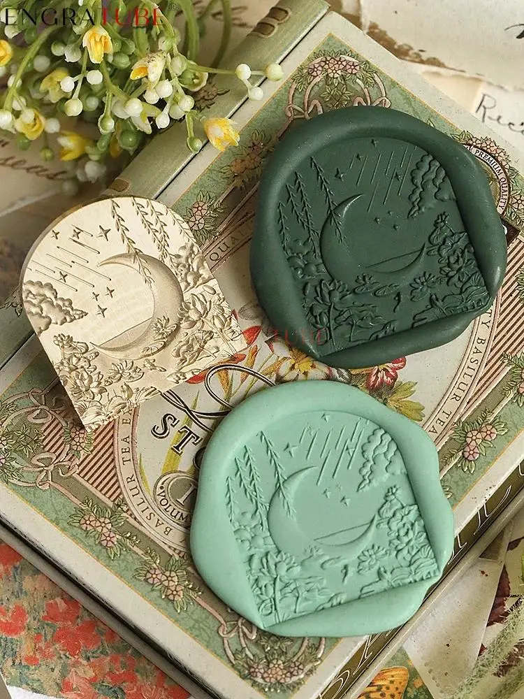 

3D Embossed Wax Seal Stamp Retro Relief Moonlight Willow Star Lotus For DIY Gift Wrapping Wedding Greeting Card Decoration Tool