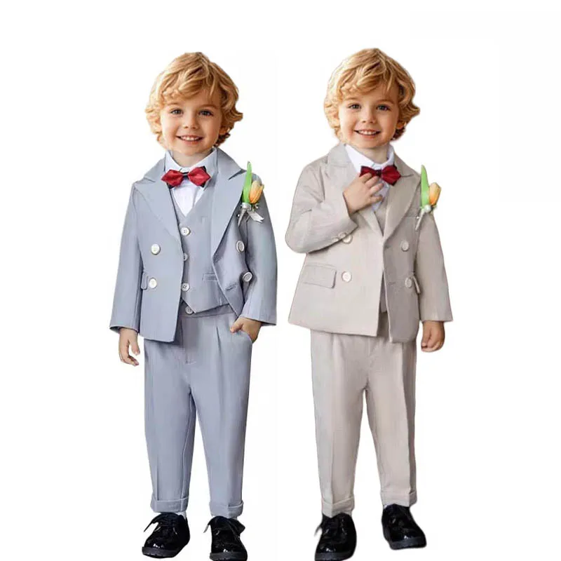 Kids Performance Blazer Suit Brother Formal Ceremony Costume Little Boys 1Year Birthday Photography Suit Children Wedding Dress