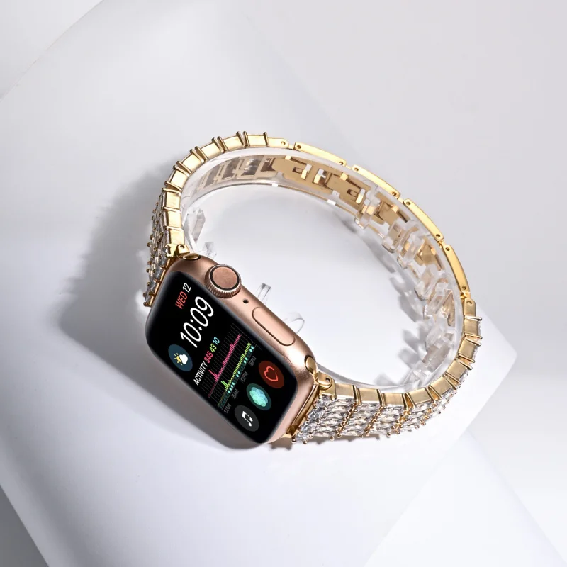 Imagem -03 - Pulseira de Diamante para Apple Ver Band 44 mm 40 mm Fhx39k Pulseira de Metal para Iver Série se 42 mm 38 mm Mulheres Pulseira