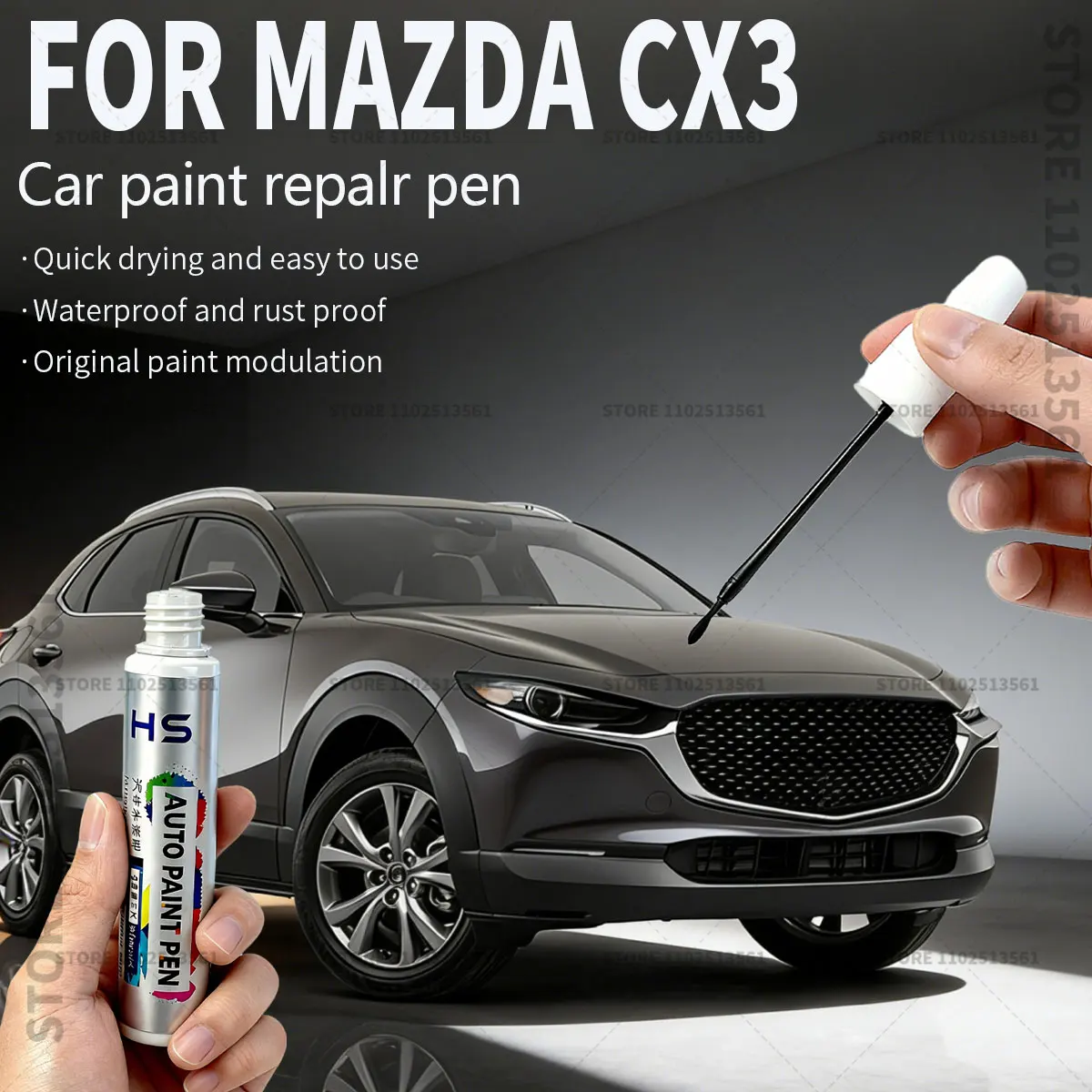 

Ручка-корректор для ремонта лакокрасочного покрытия Mazda CX3, средство для удаления царапин, аксессуары для автомобиля, белый 34K, синий 42M 41B Черный 16W 38A Золотисто-серый 46G