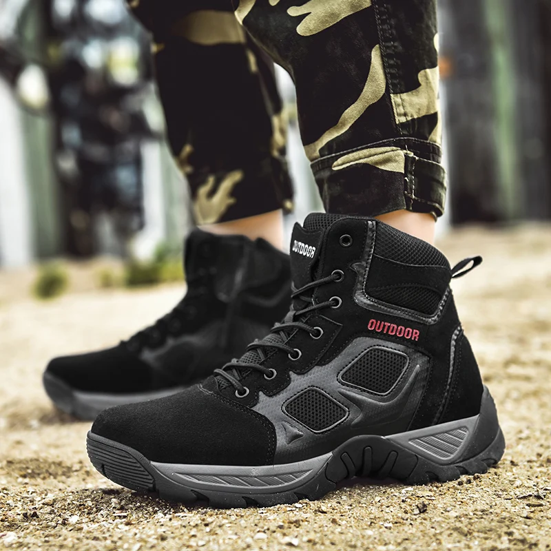

High-top Hiking Shoes for Men, Spring and Autumn Non-slip Men's Outdoor Waterproof Shoes, Lightweight and Breathable Cross-count