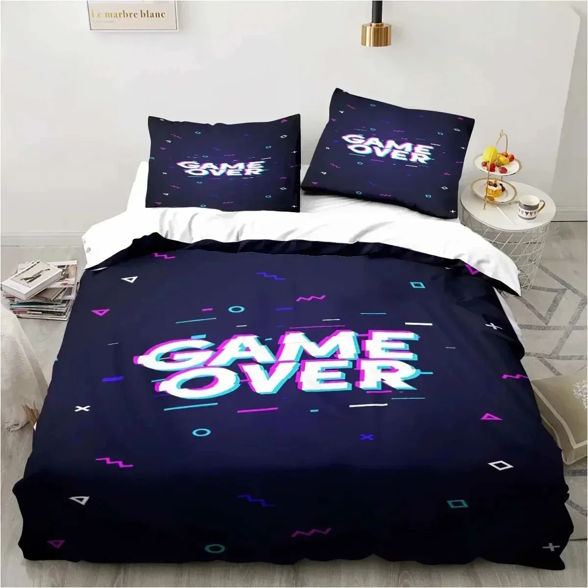 Gaming Duvet Cover Set Game Room Decor Boys boys Teen Video Game Duvet Cover Single Bedding Set Let's Play Quilt Cover Bed Set