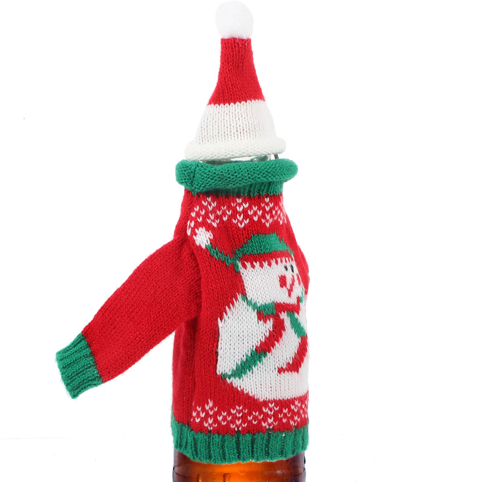 

1Set Reusable Christmas Wine Bottle Cover Set Knitted Wool Sweater Hat Xmas Table Decoration Washable Party Cover