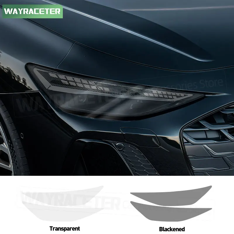 2 Pcs/Set Car Headlight Tint Smoked Black Protective Film Transparent TPU Sticker For Audi A6 C9 2025 S6 2026 Accessories