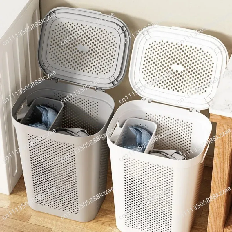 Dirty Clothes Basket with Lid Storage Basket Bathroom Laundry  Dirty Clothes Large Capacity With Lid Storage New