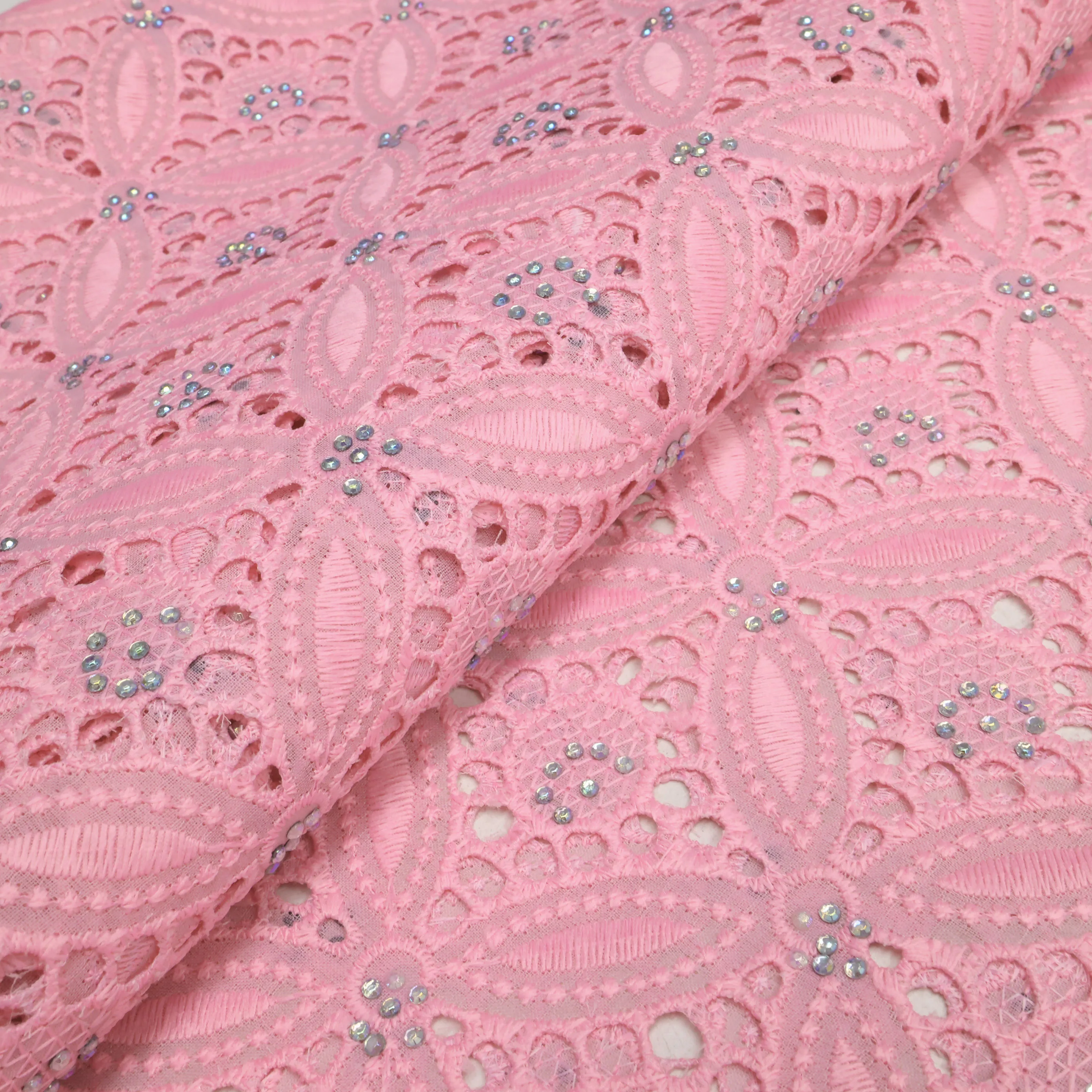 Lastest African Cotton Lace Fabric Swiss Voile Fabric High Quality 2025 For Sewing Wedding Dress Guipure Cord Lace 5 yards