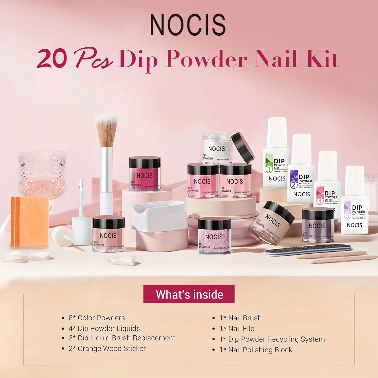 8가지 색상 딥 파우더 네일 키트 - 봄/여름 색상, 프렌치 매니큐어 DIY를 위한 활성제 및 프라이머, 살롱 품질의 홈 사용