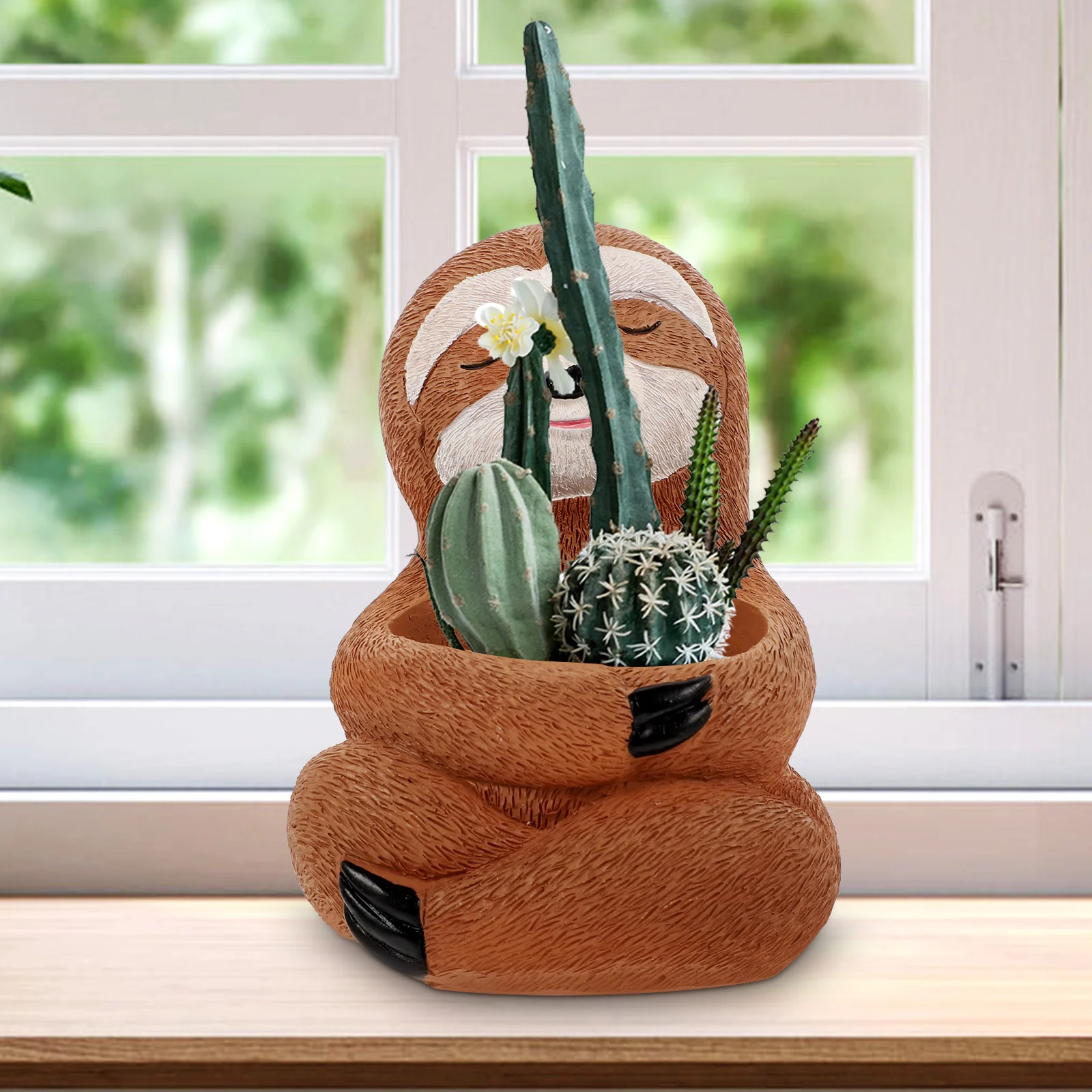 

Sloth Resin Planter Decorative Desktop Flower Pot Plant Container Indoor Garden Balcony Vase Resin Flower Pot Planter Pots
