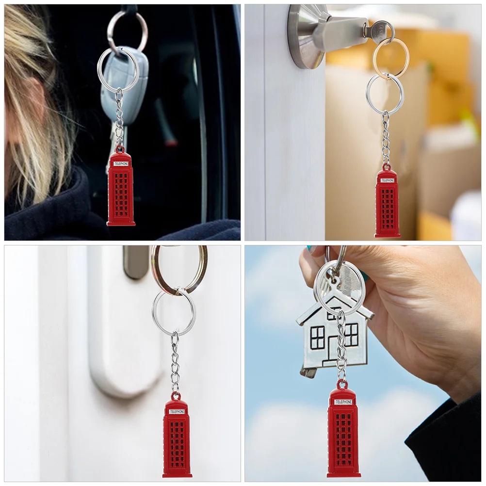 Phone Booth Keychain Telephone Keychains Ornament Festival Gifts Ornaments Backpack Decor Decoration Shape Hanging Charm Fob