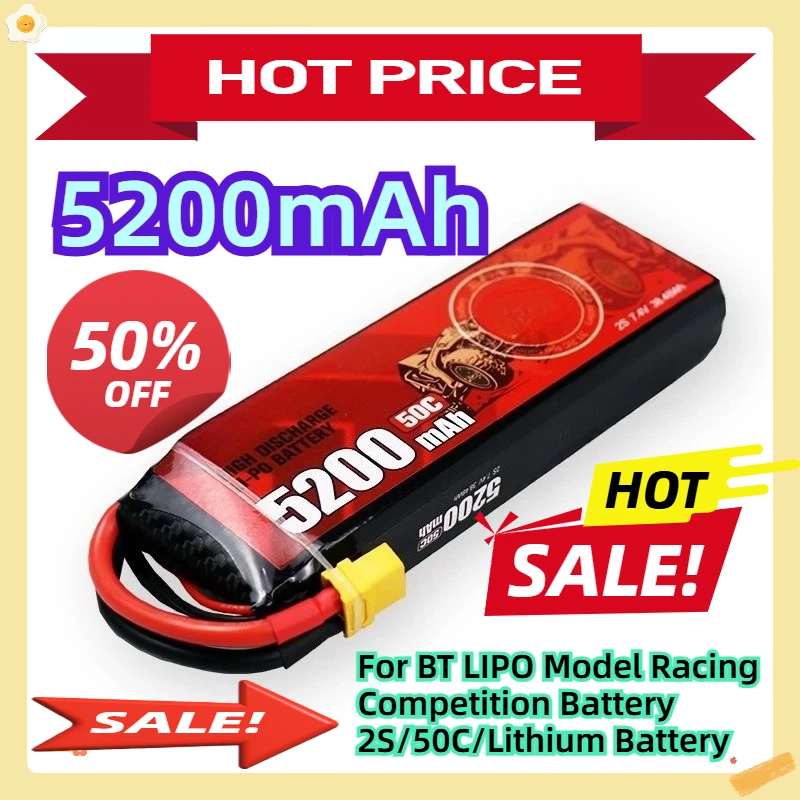 

For BT LIPO Model Racing Competition Battery 5200mAh/2S/7.4V/50C/Lithium Battery